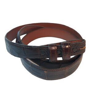 Pinto Ranch Dark Brown 1.25" Matte Genuine Alligator Tapered Belt Strap 48